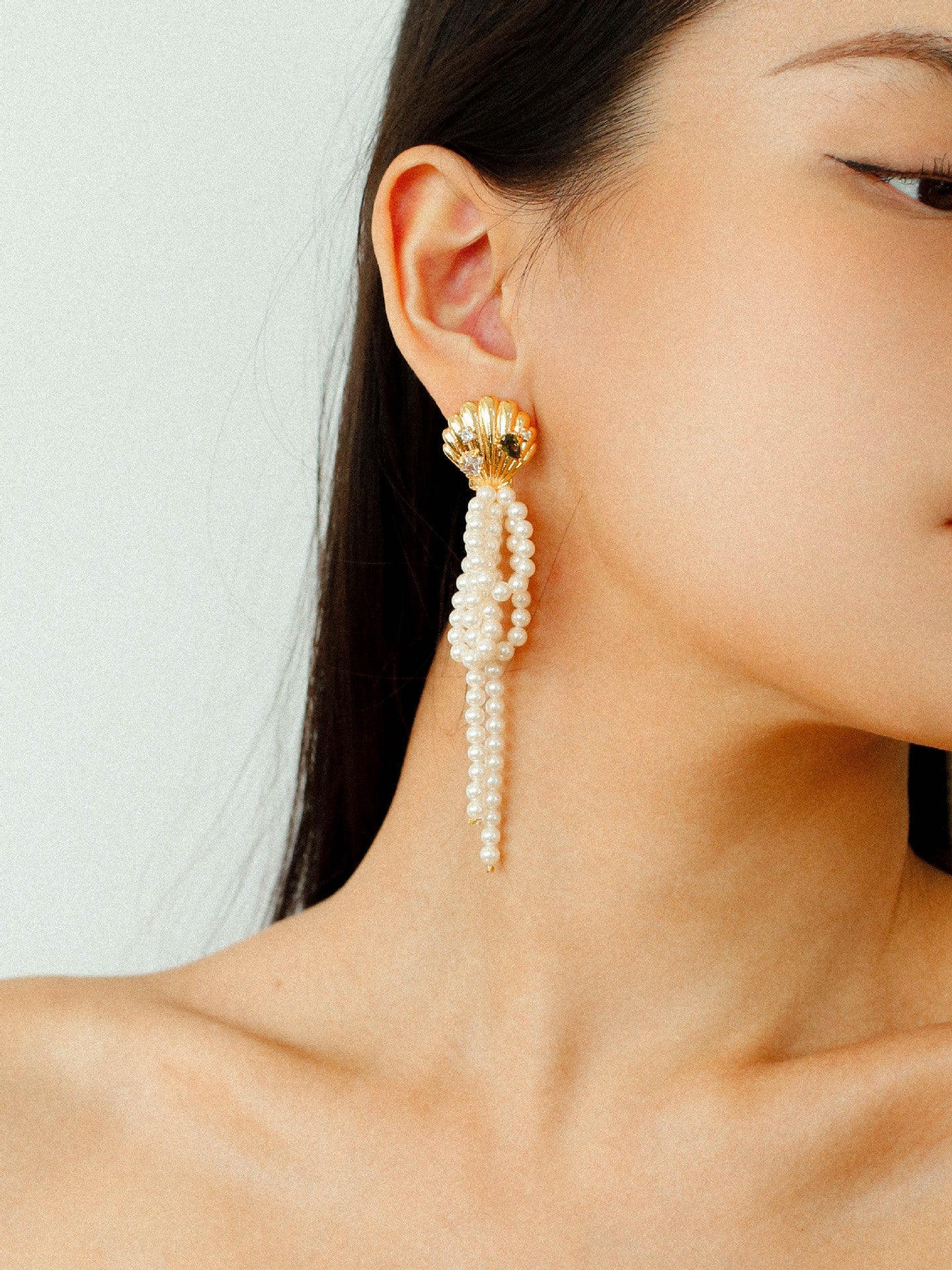 Ocean's Hidden Treasure Aquamarine Earrings Tassel Drop Design - floysun