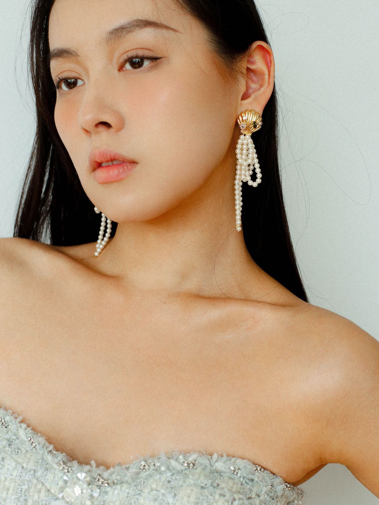 Ocean's Hidden Treasure Aquamarine Earrings Tassel Drop Design - floysun