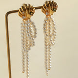 Ocean's Hidden Treasure Aquamarine Earrings Tassel Drop Design - floysun