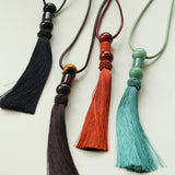 Oriental Tassel Necklace with Natural Gemstones – Handmade Chinese Knot Design - floysun