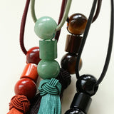 Oriental Tassel Necklace with Natural Gemstones – Handmade Chinese Knot Design - floysun