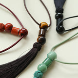 Oriental Tassel Necklace with Natural Gemstones – Handmade Chinese Knot Design - floysun