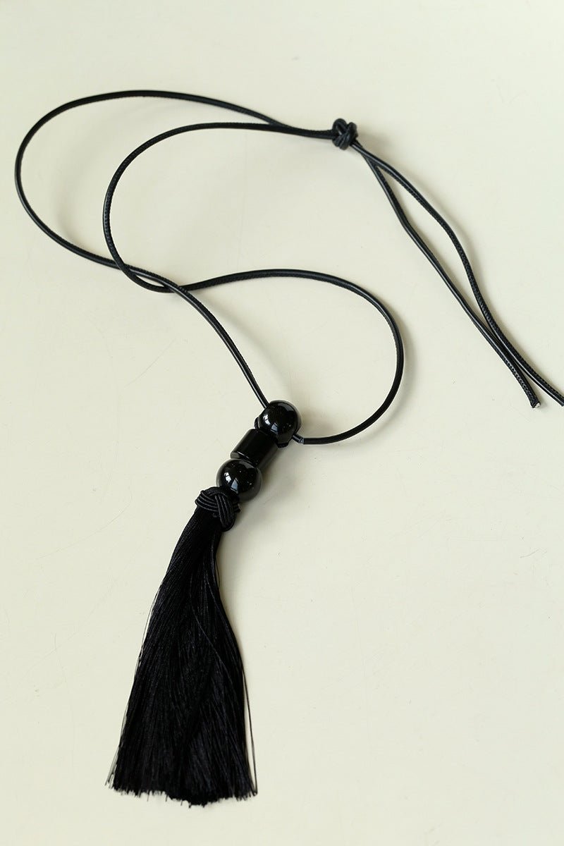 Oriental Tassel Necklace with Natural Gemstones – Handmade Chinese Knot Design - floysun