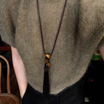 Oriental Tassel Necklace with Natural Gemstones – Handmade Chinese Knot Design - floysun