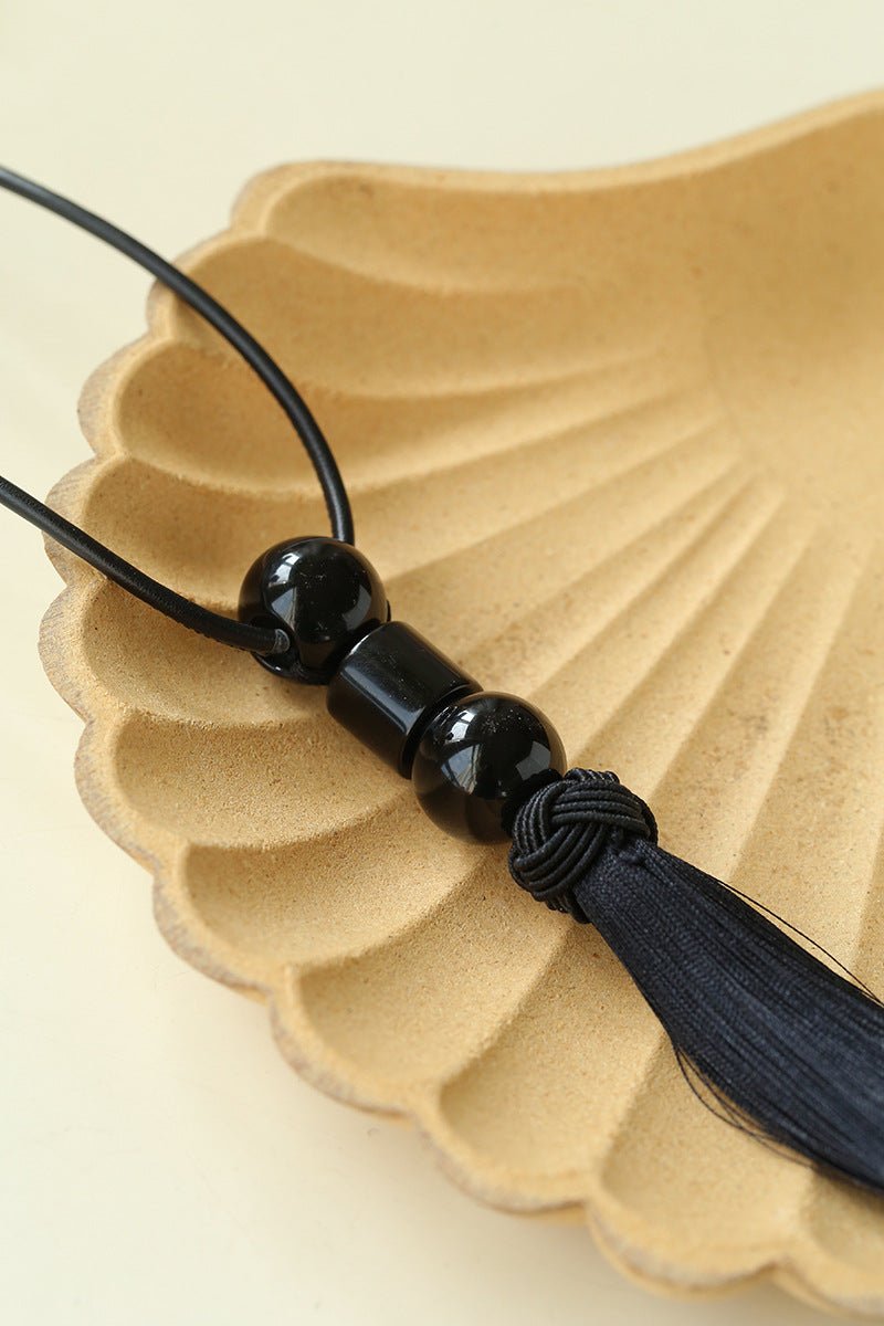 Oriental Tassel Necklace with Natural Gemstones – Handmade Chinese Knot Design - floysun