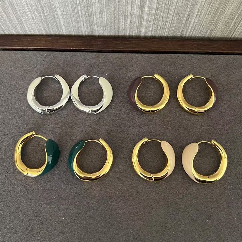 Ouroboros Enamel Hoop Earrings Unique & Minimalist Statement Piece - floysun