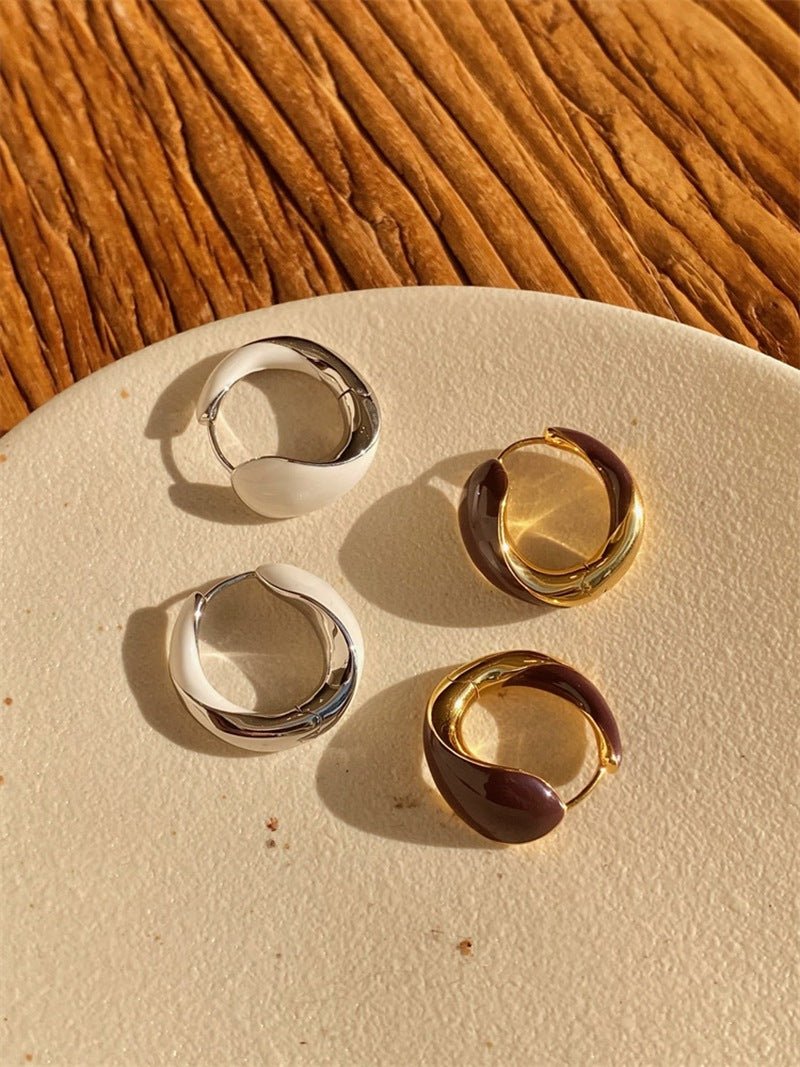 Ouroboros Enamel Hoop Earrings Unique & Minimalist Statement Piece - floysun