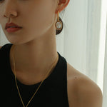 Oval Drop Baroque Shaped Pearl Earrings - floysun