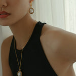 Oval Drop Baroque Shaped Pearl Earrings - floysun