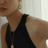 Oval Drop Baroque Shaped Pearl Earrings - floysun
