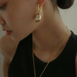 Oval Drop Baroque Shaped Pearl Earrings - floysun