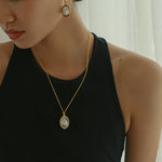 Oval Drop Baroque Shaped Pearl Earrings - floysun