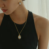 Oval Drop Baroque Shaped Pearl Earrings - floysun