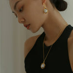 Oval Drop Baroque Shaped Pearl Earrings - floysun