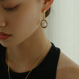 Oval Drop Baroque Shaped Pearl Earrings - floysun
