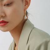 Oval Drop Baroque Shaped Pearl Earrings - floysun