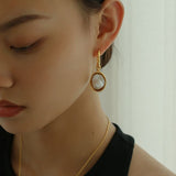 Oval Drop Baroque Shaped Pearl Earrings - floysun