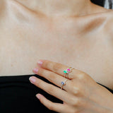 Oval Gem Stacking Ring in 925 Silver - Blue - floysun