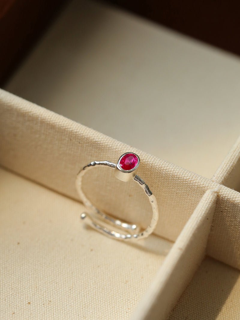 Oval Gem Stacking Ring in 925 Silver - Blue - floysun