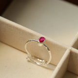 Oval Gem Stacking Ring in 925 Silver - Blue - floysun