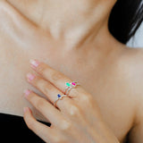 Oval Gem Stacking Ring in 925 Silver - Blue - floysun