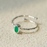 Oval Gem Stacking Ring in 925 Silver - Blue - floysun