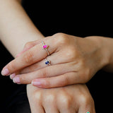 Oval Gem Stacking Ring in 925 Silver - Blue - floysun