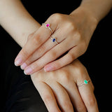 Oval Gem Stacking Ring in 925 Silver - Blue - floysun