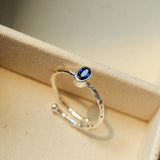 Oval Gem Stacking Ring in 925 Silver - Blue - floysun