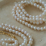Oval Link Chain Splicing Double Layer Pearl Choker - floysun