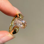 Padparadscha Oval - Cut Minimalist Ring – Rare Sunset Sapphire - floysun