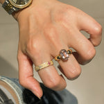 Padparadscha Oval - Cut Minimalist Ring – Rare Sunset Sapphire - floysun