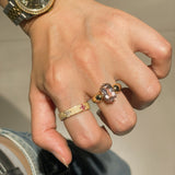 Padparadscha Oval - Cut Minimalist Ring – Rare Sunset Sapphire - floysun