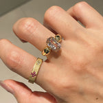 Padparadscha Oval - Cut Minimalist Ring – Rare Sunset Sapphire - floysun