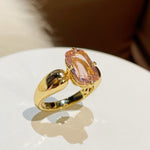 Padparadscha Oval - Cut Minimalist Ring – Rare Sunset Sapphire - floysun