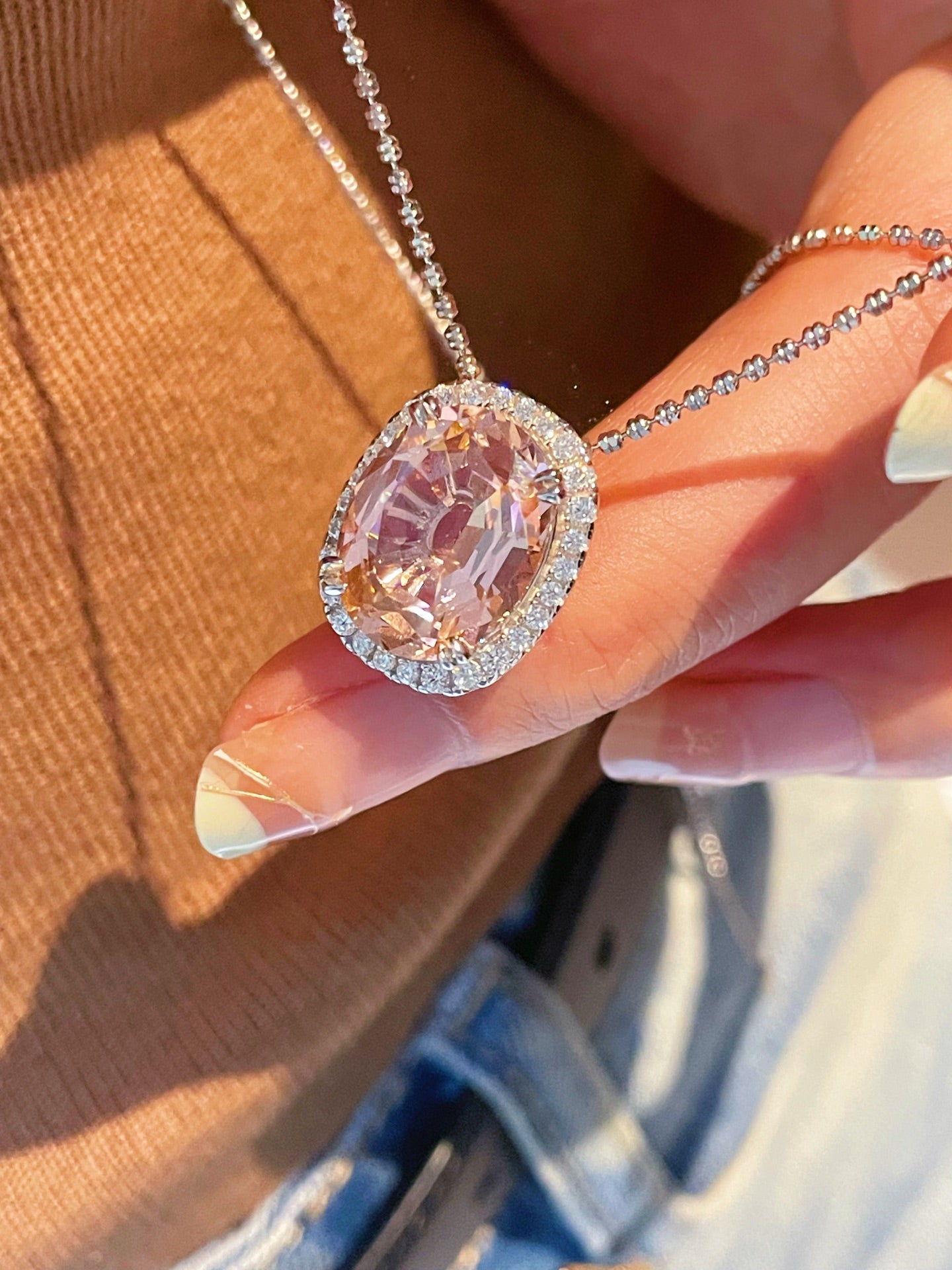Papaya Sunset Pavé Cushion Necklace - floysun