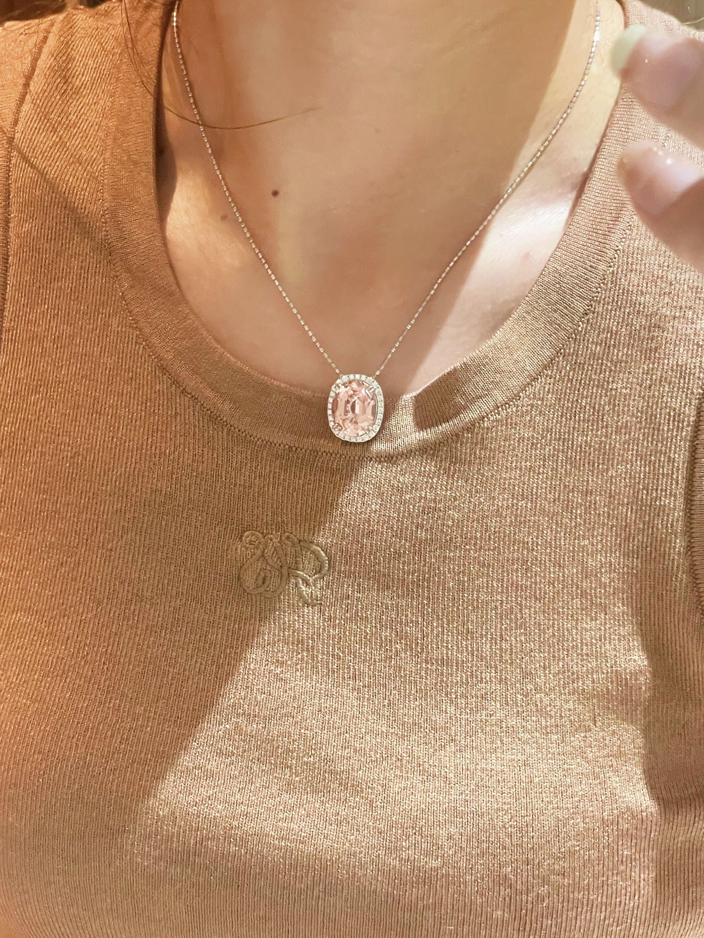 Papaya Sunset Pavé Cushion Necklace - floysun
