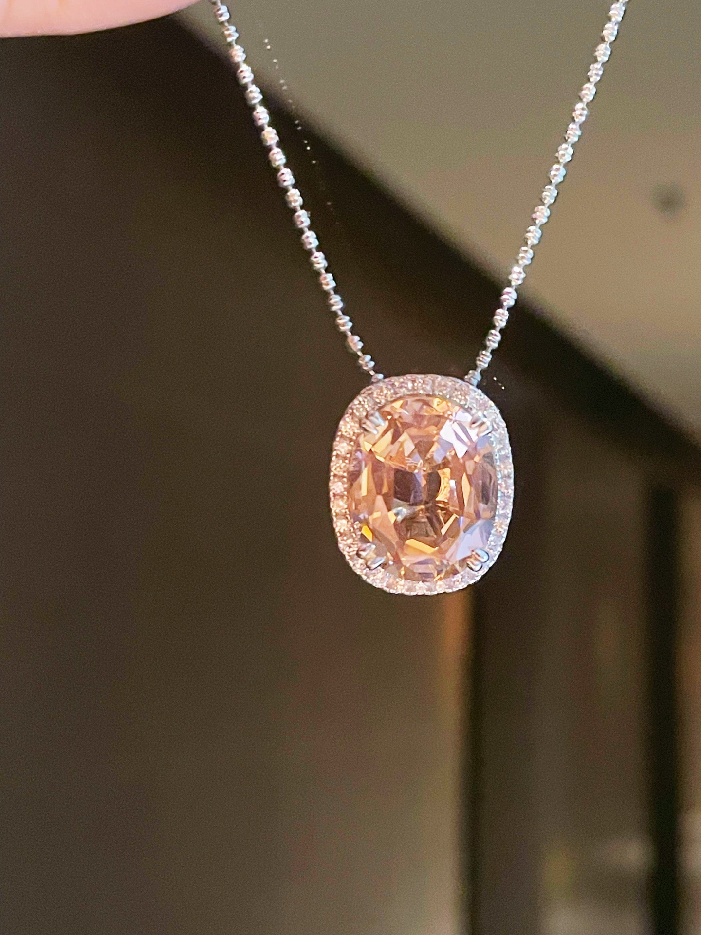 Papaya Sunset Pavé Cushion Necklace - floysun