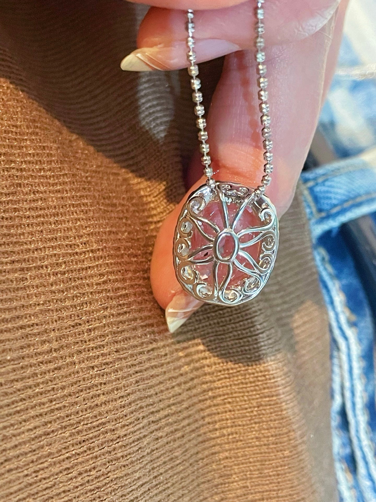 Papaya Sunset Pavé Cushion Necklace - floysun
