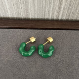 Pastel Twist C - Shaped Enamel Earrings - floysun