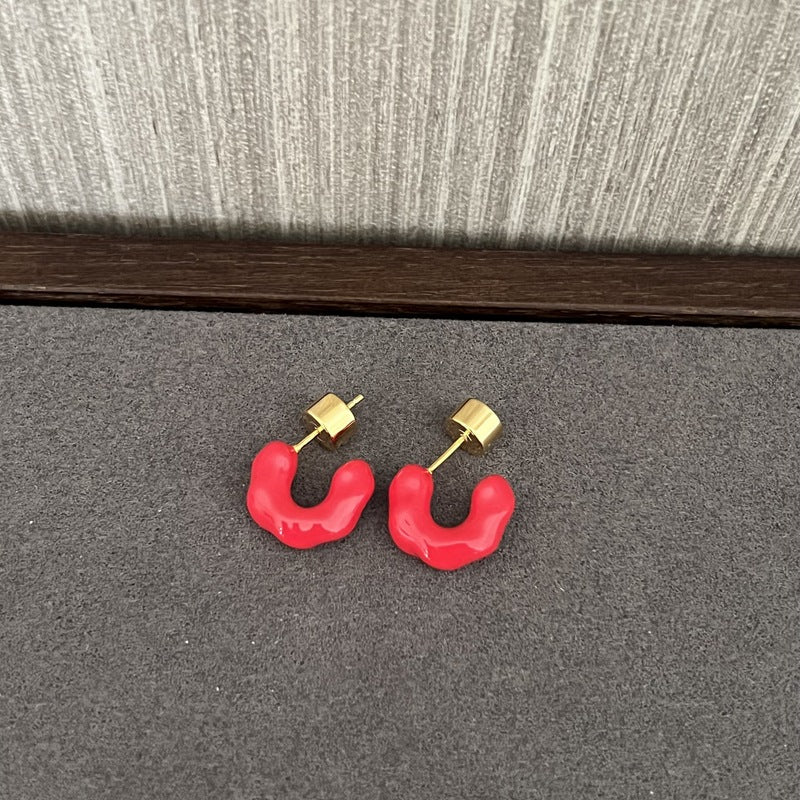 Pastel Twist C - Shaped Enamel Earrings - floysun