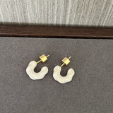 Pastel Twist C - Shaped Enamel Earrings - floysun
