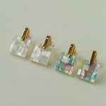 Patchwork Mother-of-Pearl Checkerboard Earrings - floysun