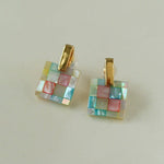 Patchwork Mother-of-Pearl Checkerboard Earrings - floysun