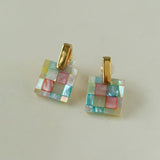 Patchwork Mother-of-Pearl Checkerboard Earrings - floysun