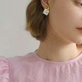 Patchwork Mother-of-Pearl Checkerboard Earrings - floysun