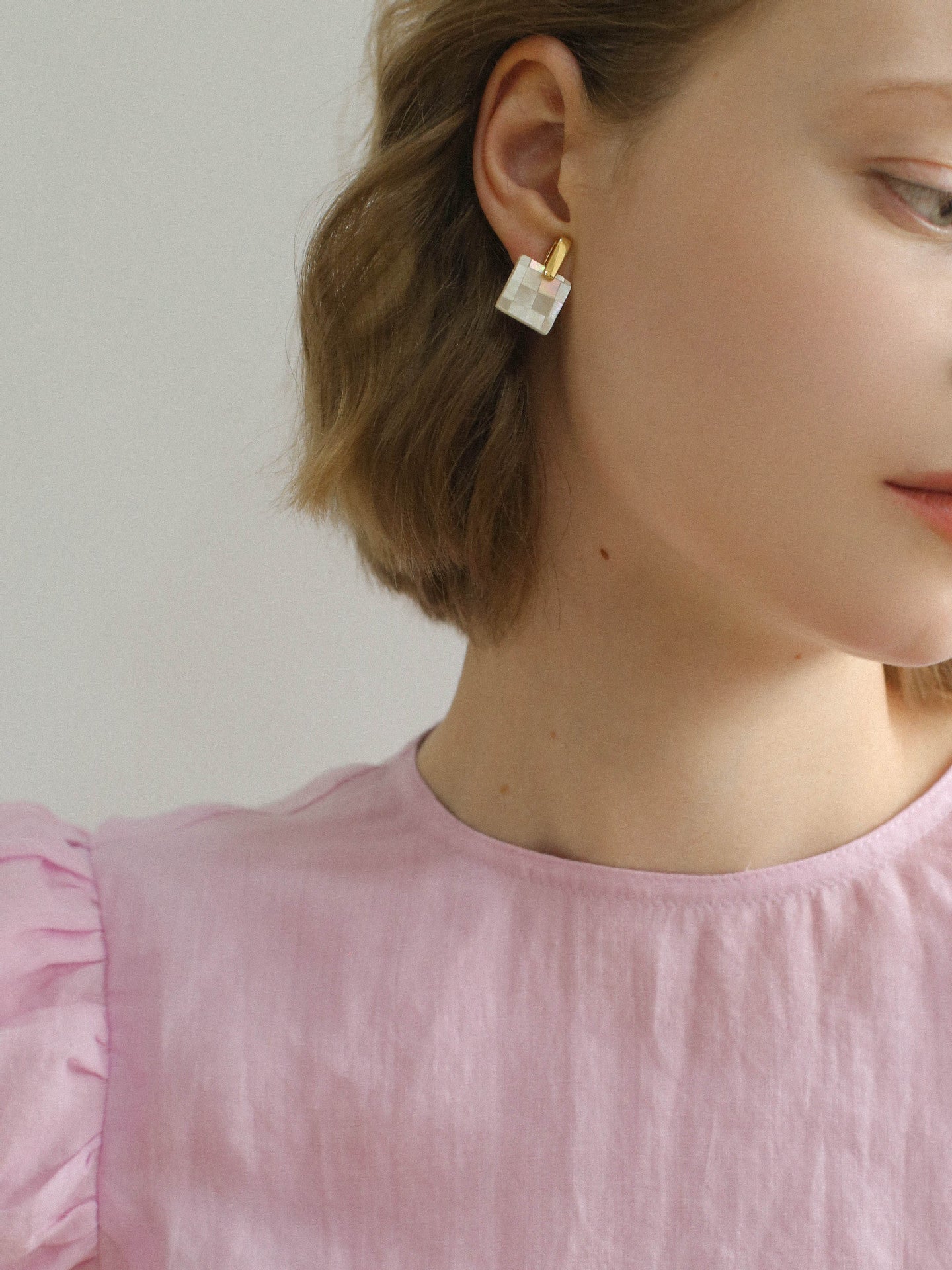 Patchwork Mother-of-Pearl Checkerboard Earrings - floysun