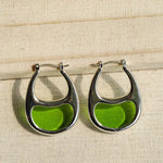 Pea Pod Whimsy – Colorful Glass Hoop Earrings Large & Small Sizes - floysun