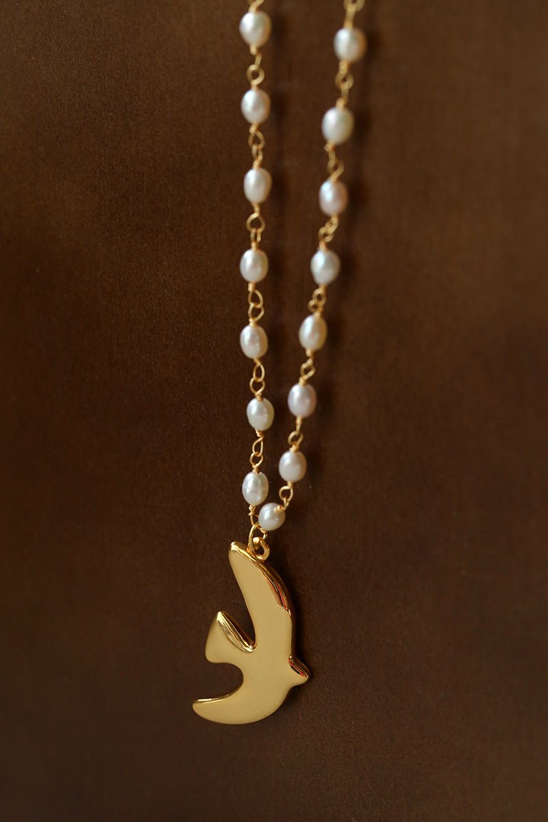 Peace Dove Pendant Pearl Necklace - floysun