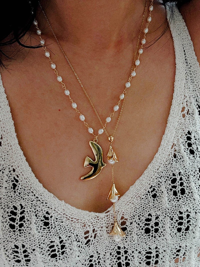 Peace Dove Pendant Pearl Necklace - floysun